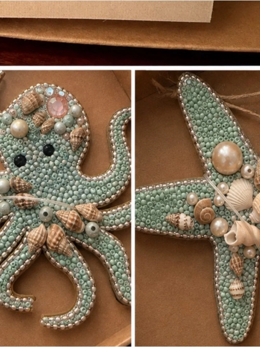 Tommy Bahama Set of 4 Coastal Beaded Seashell Christmas Ornaments NIB